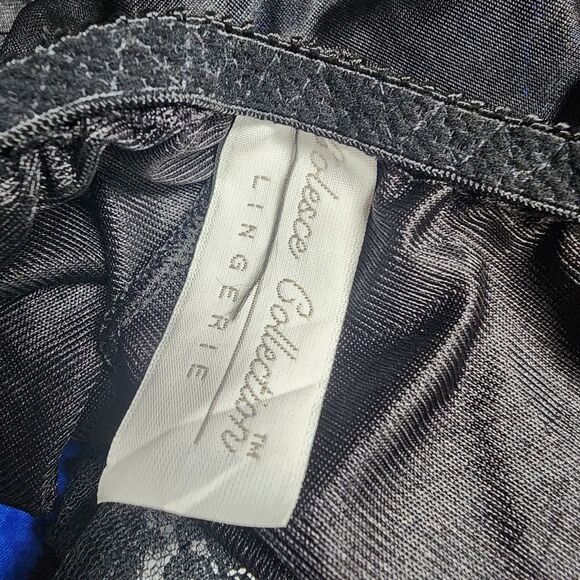 Vintage Colesce Collection Blue & Black Satin & Lace Teddy (M) - Picture 5 of 5